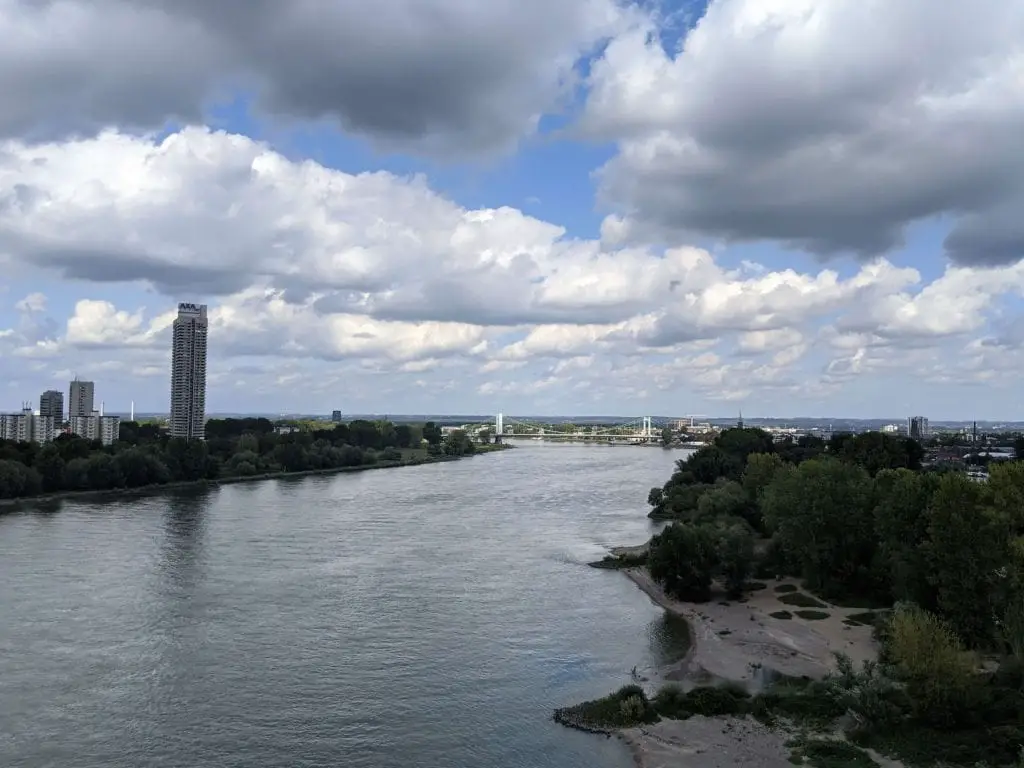 Things to do in Cologne Old Town - view from the cable cars of the rhine river