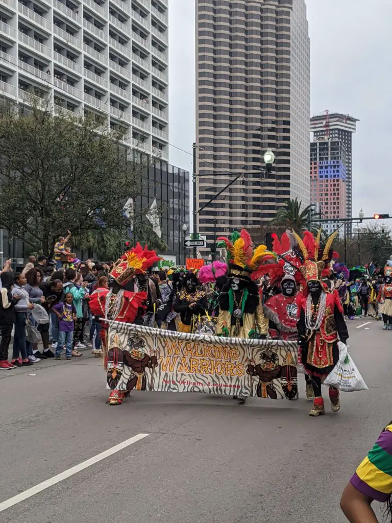 Mardi Gras Carnival New Orleans - zulu krewe dressed in feather headdresses