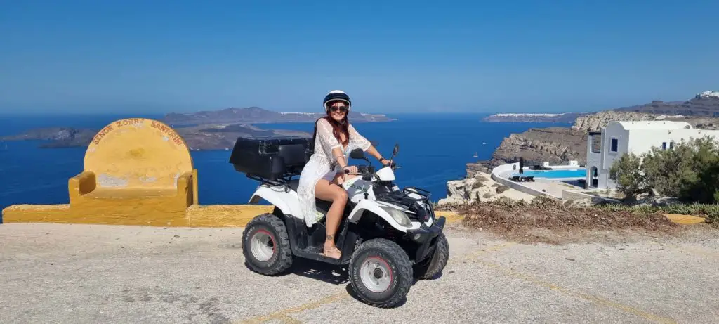 santorini itinerary 4 days - quad bike / atv is the easiest way to travel