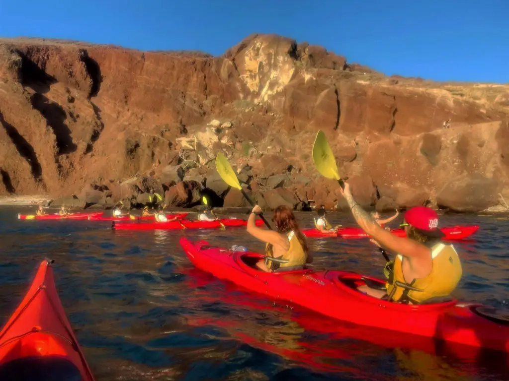 Santorini sunset kayak - red beach 