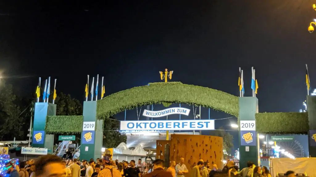 Munich beer festival - Oktoberfest willkommen entrance sign