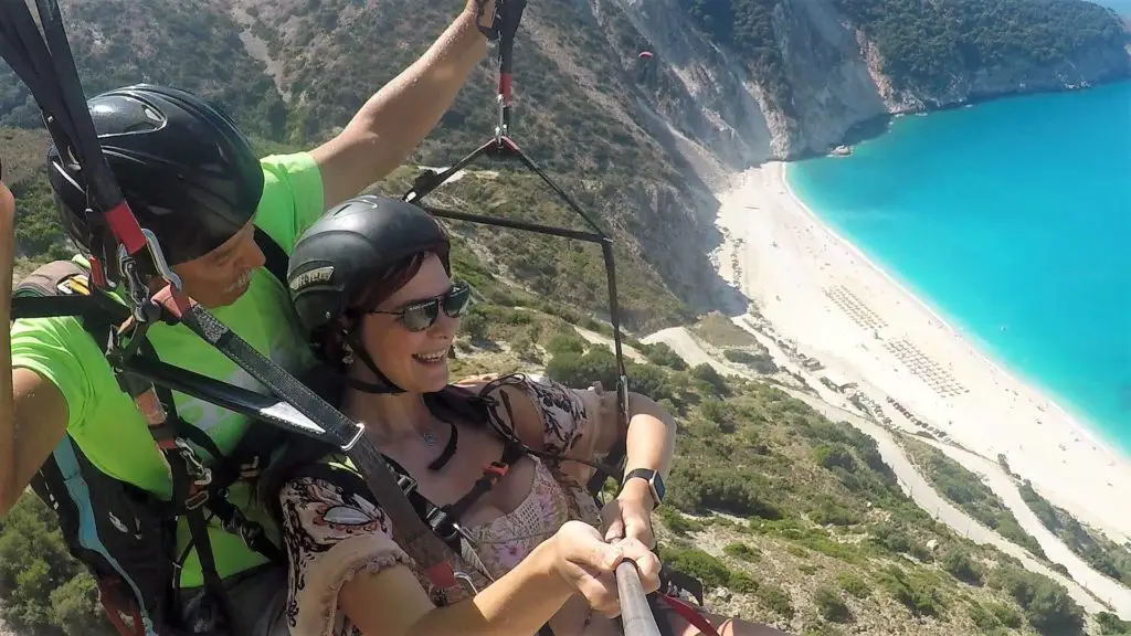 Things to do in Kefalonia - paragliding over Myrtos Beach