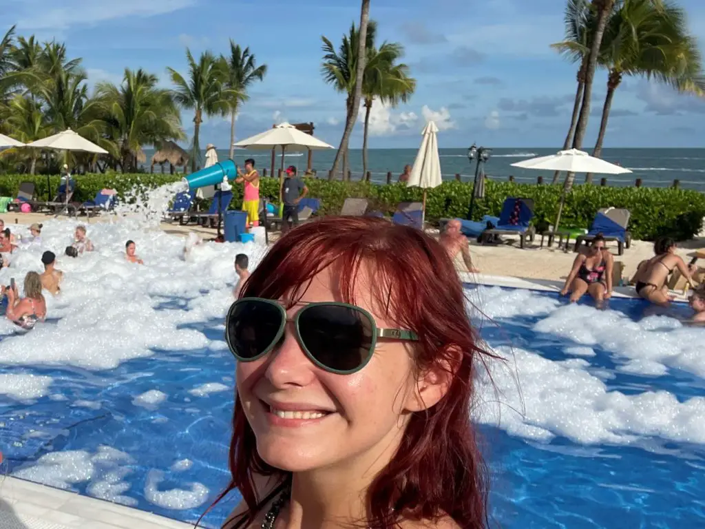ocean maya royale reviews - the foam party at the smaller pool 