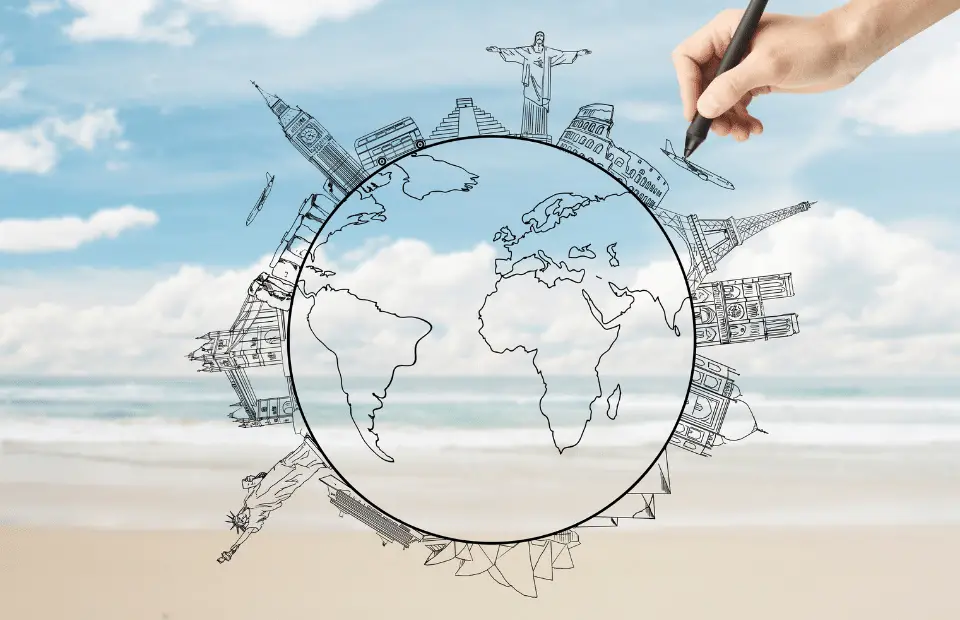 How to become a travel agent UK -drawing of the world 