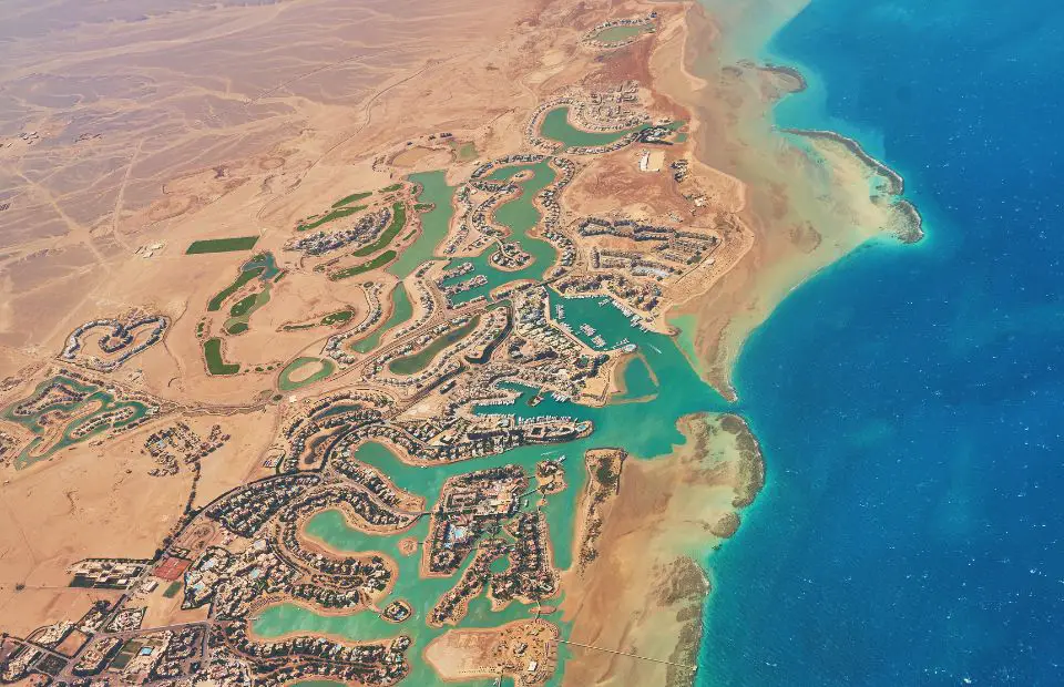 Romantic places in Egypt - El Gouna Lagoon ariel view 