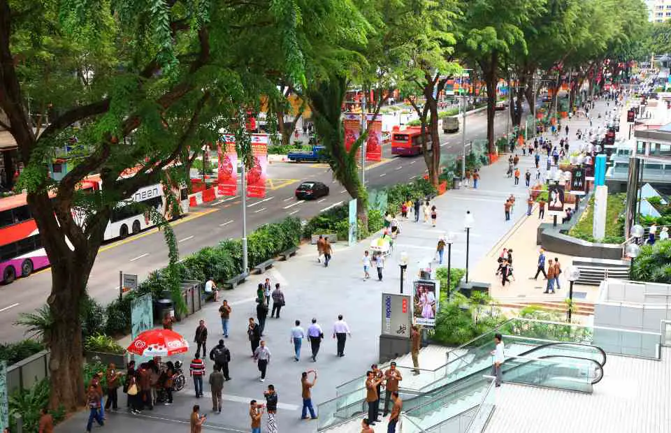 Orchard Road Attractions, a shoppijng street in the day